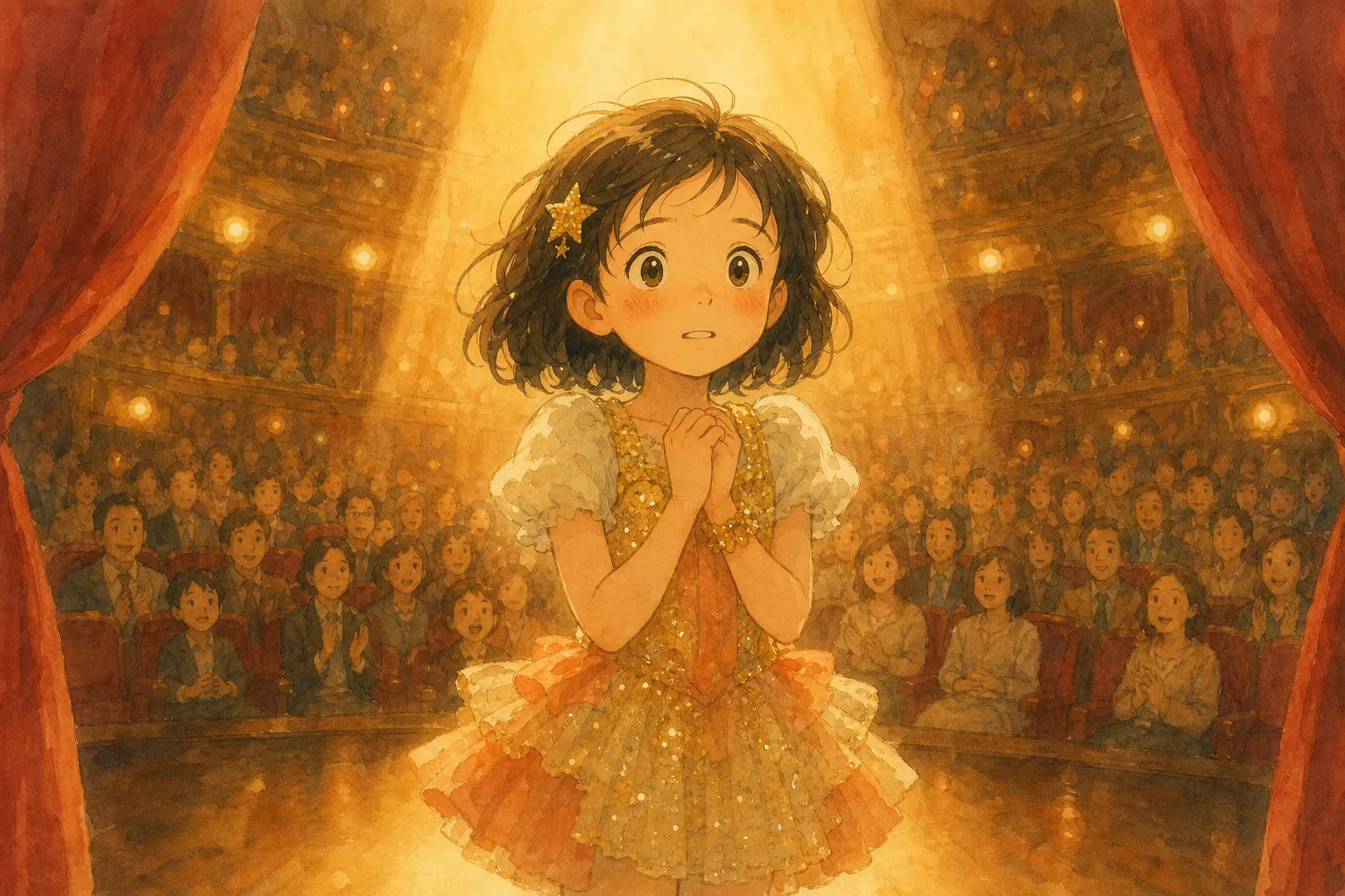 Maya's First Day on the Big Stage illustration